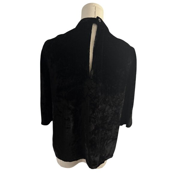 2/$30 J Brand Medium Black Crushed Velvet Dressy Keyhole Flowy Top - Picture 3 of 16